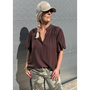 Elegance V-neck Tunic- Dark Brown 