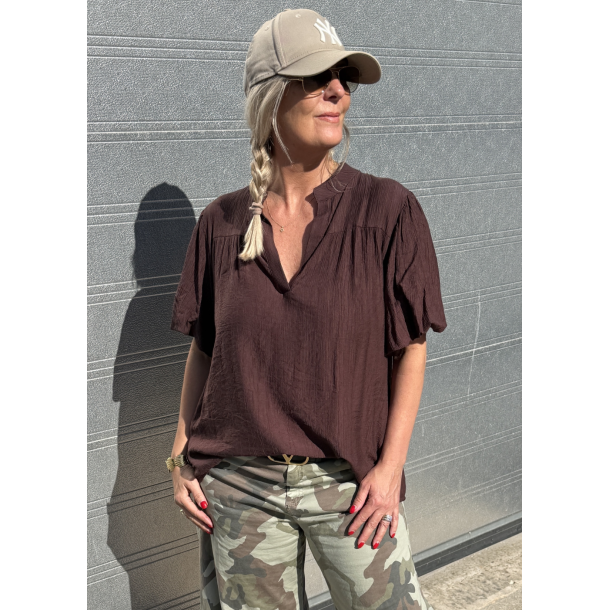 Elegance V-neck Tunic- Dark Brown 