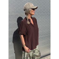 Elegance V-neck Tunic- Dark Brown 