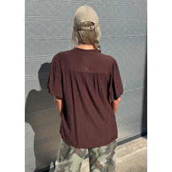 Elegance V-neck Tunic- Dark Brown 