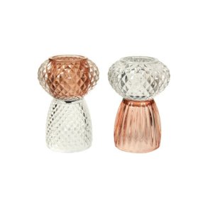 1 stk. Rombe Fyrfadsst. 9x14 - Rose clear