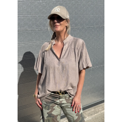 Elegance V-neck Tunic- Taupe 