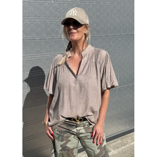 Elegance V-neck Tunic- Taupe 
