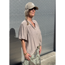 Elegance V-neck Tunic- Taupe 