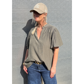 Elegance V-neck Tunic- Khaki  