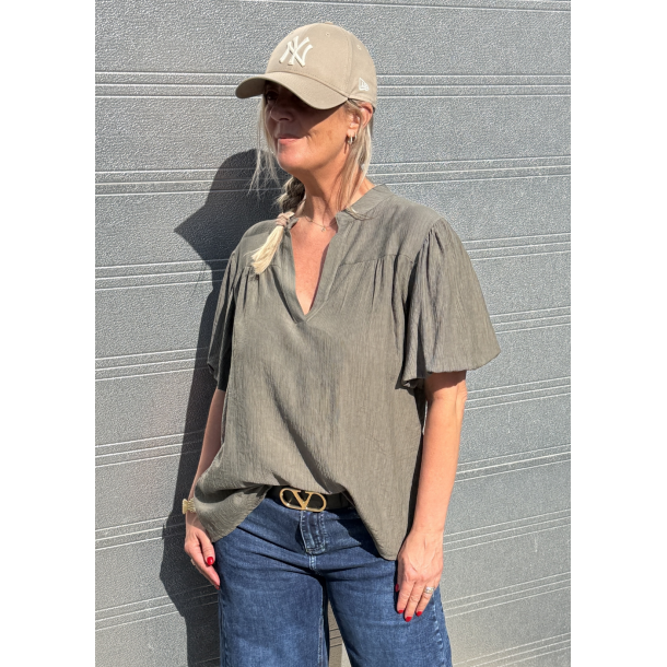 Elegance V-neck Tunic- Khaki  