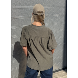 Elegance V-neck Tunic- Khaki  