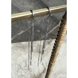 Dangling Chains Earrings- Silver