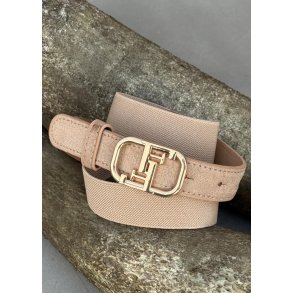  Elastic Belt w. Gold FF Buckle- Beige