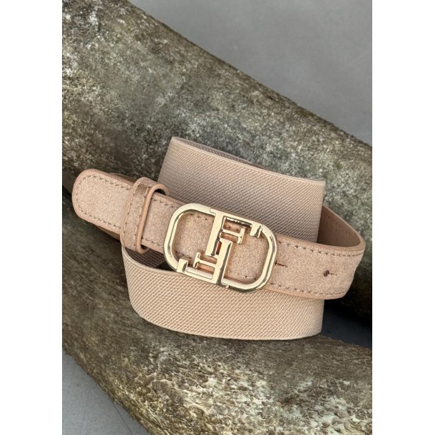  Elastic Belt w. Gold FF Buckle- Beige
