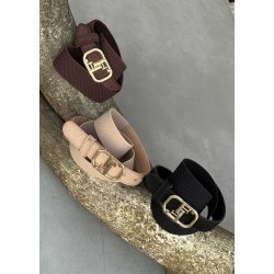  Elastic Belt w. Gold FF Buckle- Black