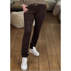 Jewelly Denim Pants 8711- Dark Brown