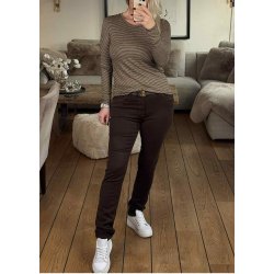 Jewelly Denim Pants 8711- Dark Brown