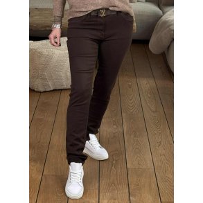 Jewelly Denim Pants 8711- Dark Brown