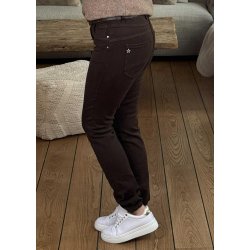 Jewelly Denim Pants 8711- Dark Brown