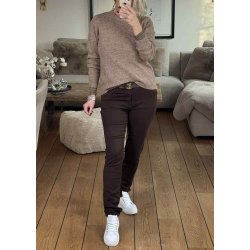 Jewelly Denim Pants 8711- Dark Brown