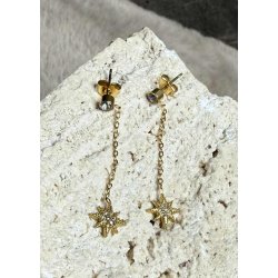Long Star Earrings- Gold