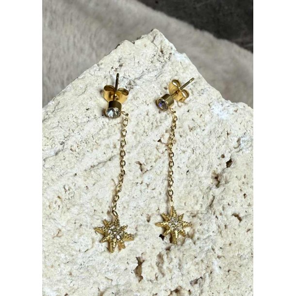 Long Star Earrings- Gold