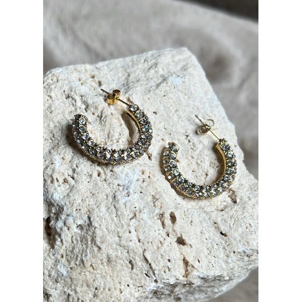 Rhinestone Hoops- Gold