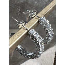 Rhinestone Hoops- Silver
