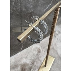 Rhinestone Hoops- Silver