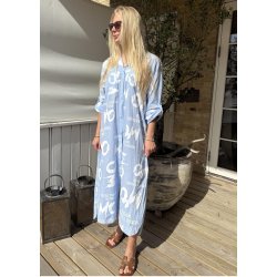 Taylor Print Shirt Dress- Light Blu