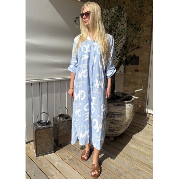 Taylor Print Shirt Dress- Light Blu