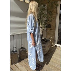 Taylor Print Shirt Dress- Light Blu