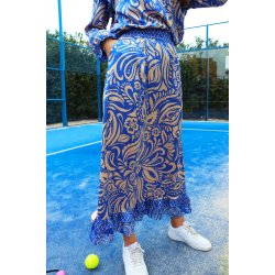 Tia Long Frill Skirt- Cobolt blue m