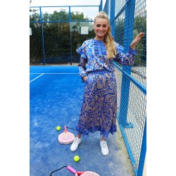 Tia Long Frill Skirt- Cobolt blue m