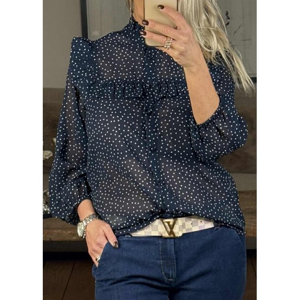 Alita Shirt- Dress blue / white Dot