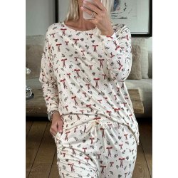 Alma Ls Top- Red Bow Creme