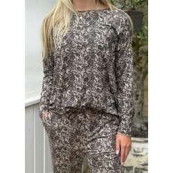 Alma Ls Top- Mocca Brown Lace