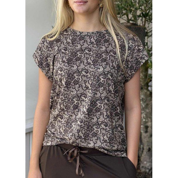 Alma U T-shirt - Mocca Brown Lace 