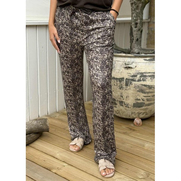 Alma Wide Pants- Mocca Brown Lace 