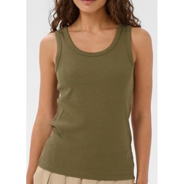 Alyssa Rib Tanktop-Dusky Green
