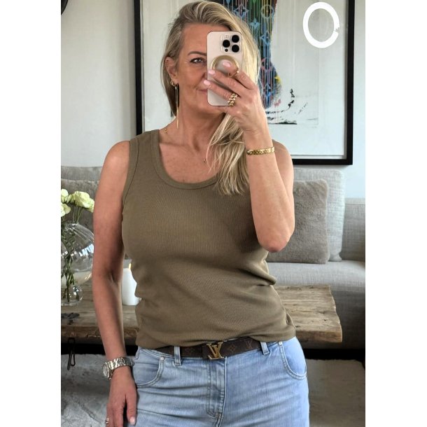 Alyssa Rib Tanktop-Dusky Green