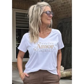 Amor V-neck T-shirt- White