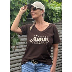 Amor V-neck T-shirt- Brown