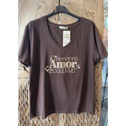 Amor V-neck T-shirt- Brown