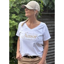 Amor V-neck T-shirt- White
