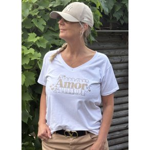 Amor V-neck T-shirt- White