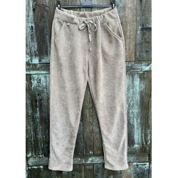 Stretchy Velvet Pants- Beige