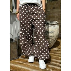 Ballon Dot Pants- Brown/ white
