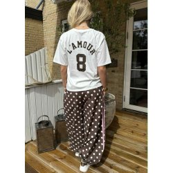 Ballon Dot Pants- Brown/ white