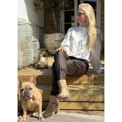 Belle Lisa Coated Pants- Seal Brown
