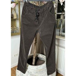 Belle Stretchy Velvet Pants- Brown
