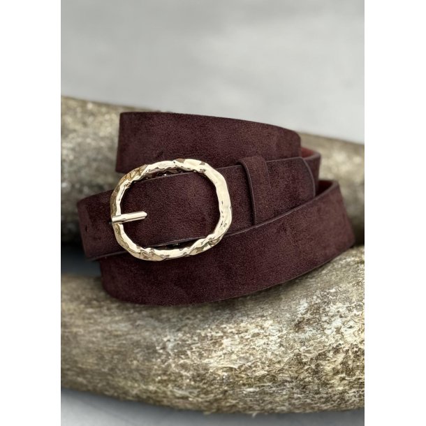 Belt W. Hammered Gold Buckle - Brown