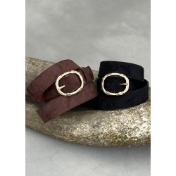 Belt W. Hammered Gold Buckle - Black