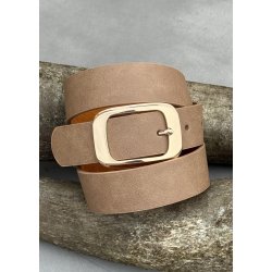 Belt W. Recangular Gold Bukle-Taupe